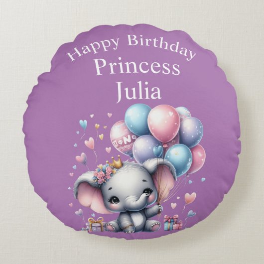 ハッピーバースデー円枕 ラウンドクッション (正面)