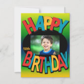 ハッピーバースデー写真おもしろい マグネット招待状 (正面)