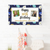ハッピーバースデー写真かわいらしフローラ任意の年カスタム間 横断幕 (インサイチュ)