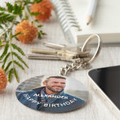 ハッピーバースデー写真の個人用設定 キーホルダー (側面)