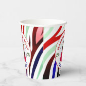 ハッピーバースデー写真カラフルのパーマストライプナライズ 紙コップ (右)