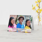 ハッピーバースデー写真ガールフレンドのフレンドのパーソナライズ カード (黄色い花)