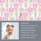 ハッピーバースデー写真コラージュ任意の年齢ピンク白 ラッピングペーパー