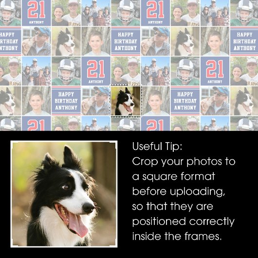 ハッピーバースデー写真コラージュ任意の年齢赤黒 ラッピングペーパー
