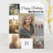 ハッピーバースデー写真コラージュ任意の年齢 カード (黄色い花)