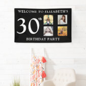 ハッピーバースデー写真パーティー白黒 横断幕 (インサイチュ)