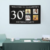 ハッピーバースデー写真パーティー白黒 横断幕 (トレードショー)