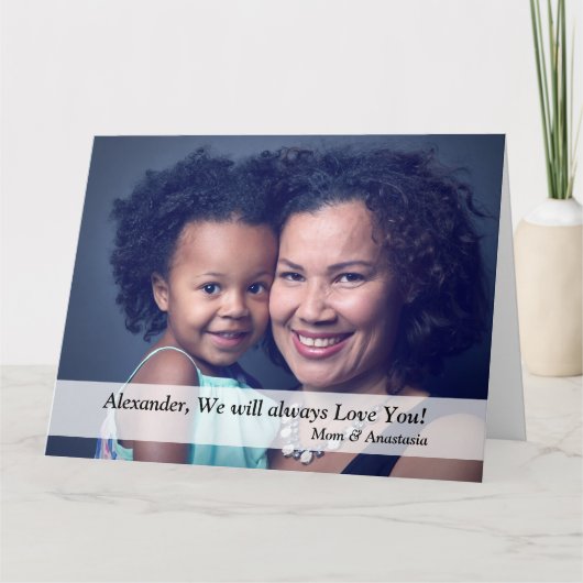 ハッピーバースデー写真ファミリーマママビックパーソナライズ カード (正面)