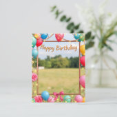 ハッピーバースデー写真フレームカードデザイン (スタンド正面)