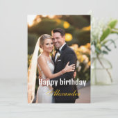 ハッピーバースデー写真妻の夫 カード (スタンド正面)