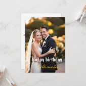 ハッピーバースデー写真妻の夫 カード (正面/裏面インサイチュ)