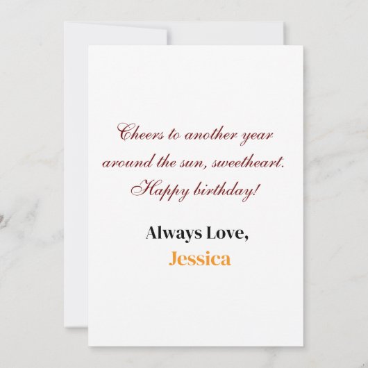 ハッピーバースデー写真妻の夫 カード (裏面)