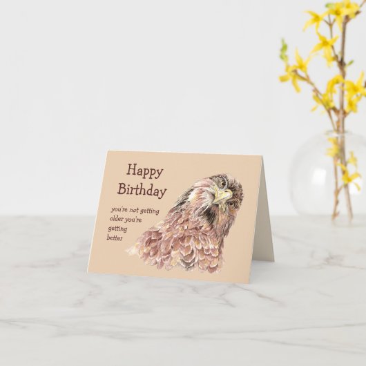 ハッピーバースデー判断おもしろいホークカード カード (黄色い花)