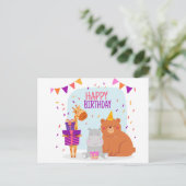 ハッピーバースデー動図解入りの、写真付きの物 案内ポストカード (スタンド正面)