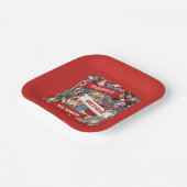 ハッピーバースデー動物のスポーツファンが風刺画を振る ペーパープレート (傾斜あり)