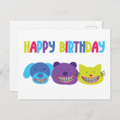 ハッピーバースデー動物の矯正歯科用ブレース シーズンポストカード (正面/裏面)
