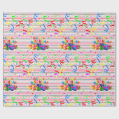 ハッピーバースデー包装紙ストライプ ラッピングペーパー (フラット)