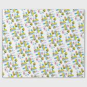 ハッピーバースデー包装紙トラックバス ラッピングペーパー (フラット)