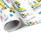 ハッピーバースデー包装紙トラックバス ラッピングペーパー (ロールコーナー)