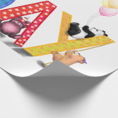 ハッピーバースデー包装紙ベビーベアパーティー ラッピングペーパー (角)