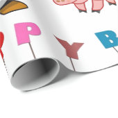 ハッピーバースデー包装紙ペンギン豚 ラッピングペーパー (ロールコーナー)