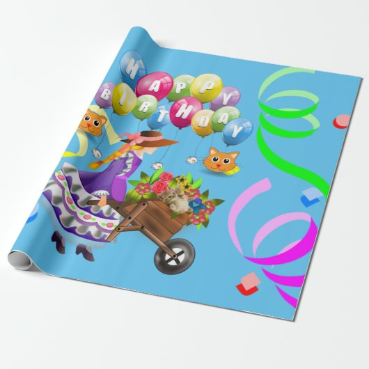 ハッピーバースデー包装紙 ビクトリアン ラッピングペーパー (アンロールド)