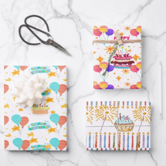 ハッピーバースデー包装紙 ラッピングペーパーシート (正面)