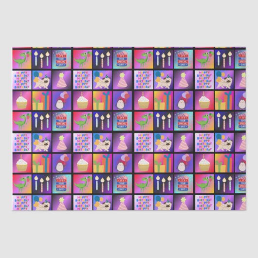 ハッピーバースデー包装紙 薄葉紙 (正面)