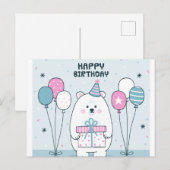 ハッピーバースデー北極クマ ポストカード (正面/裏面)