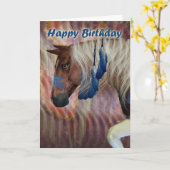 ハッピーバースデー北米産ホース カード (黄色い花)