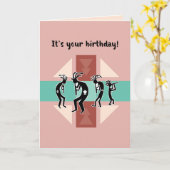 ハッピーバースデー南西スタイルとココペリ カード (黄色い花)