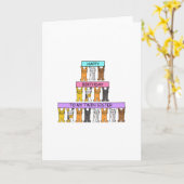 ハッピーバースデー双子の姉妹の猫漫画 カード (黄色い花)