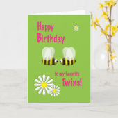 ハッピーバースデー双子 カード (黄色い花)