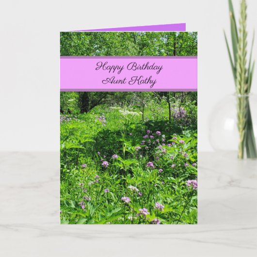 ハッピーバースデー叔母の花とストリーム シーズンカード (正面)