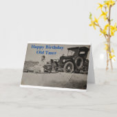 ハッピーバースデー古いタイマー カード (黄色い花)