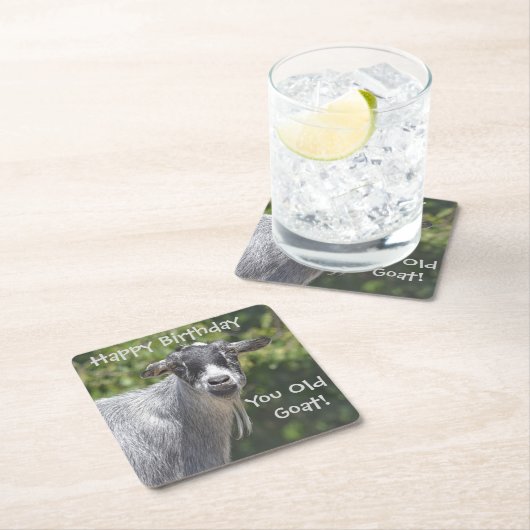 ハッピーバースデー古いヤギのパーティーのコースター スクエアペーパーコースター (インサイチュ)