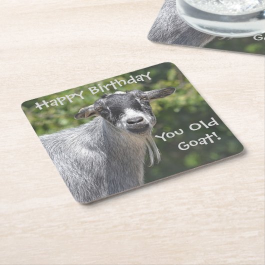 ハッピーバースデー古いヤギのパーティーのコースター スクエアペーパーコースター (アングル)