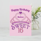 ハッピーバースデー可愛パーソナライズされたSweet sixteen カード (スタンド正面)
