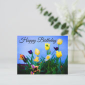 ハッピーバースデー各種チューリップ#2はがき ポストカード (スタンド正面)