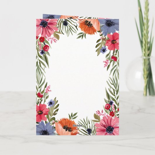 ハッピーバースデー名サマーフラワーズポピーフローラ カード (裏面)