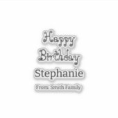 ハッピーバースデー名タイポグラフィモダンシンプル シール (正面)