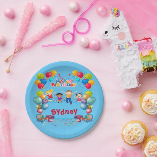 ハッピーバースデー名パーティー紙プレート7インチ ペーパープレート (パーティー)