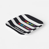 ハッピーバースデー名ブライトカラフルフードセーフ ペーパープレート (傾斜あり)