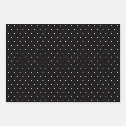 ハッピーバースデー名ブラックライトピンク水玉模様 ラッピングペーパーシート (正面2)