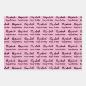 ハッピーバースデー名ブラックライトピンク水玉模様 ラッピングペーパーシート (正面)