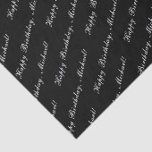 ハッピーバースデー名前をカスタムするエレガントブラック 薄葉紙 (詳細)