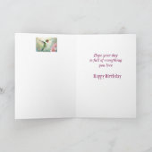 ハッピーバースデー名前をカスタムするハミングバードバード自然 カード (内部)