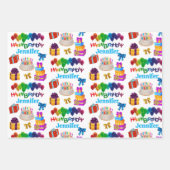 ハッピーバースデー名前をカスタムするブライト&陽気3 ラッピングペーパーシート (正面2)