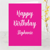 ハッピーバースデー名前をカスタムするホットピンクガーリー2025 カード (黄色い花)