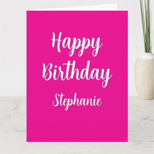 ハッピーバースデー名前をカスタムするホットピンクガーリー2025 カード (正面)